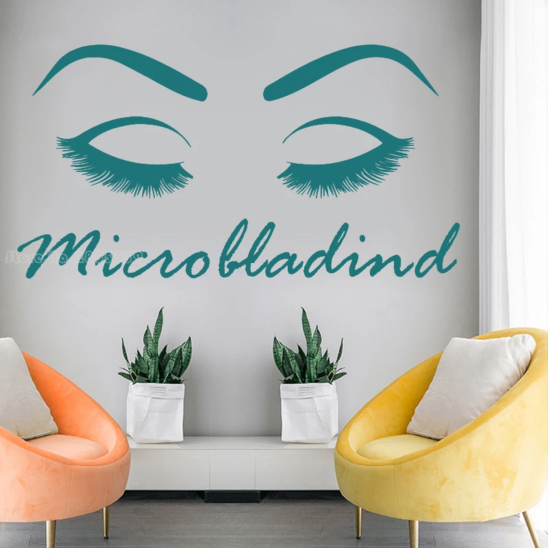 Eyelashes and Eyebrows Wall Decal Lashes Store Window Sticker Lashes Extensions Wall Stickers Eyes Beauty Salon Wall Art LL2124