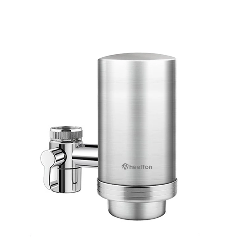 Wheelton filtro de torneira de cozinha de aço inoxidável, purificador de água doméstico de cerâmica,