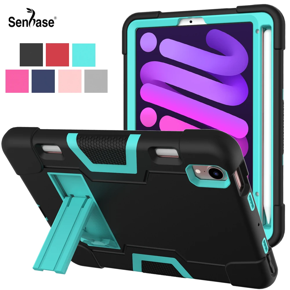 

For Apple iPad Mini 6 6th Gen 8.3 inch 2021 A2567 A2568 A2569 Case Shockproof Kids Safe PC Silicon Hybrid Stand Tablet Cover