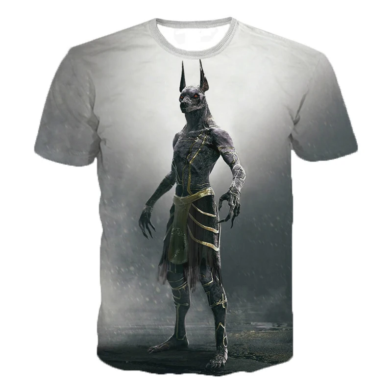 

2021 New Pharaoh Anubis Men's T-Shirt 3D Print Mysterious Retro Style O-neck Men's Short Sleeve Fashion Loose T Shirt Top Tee