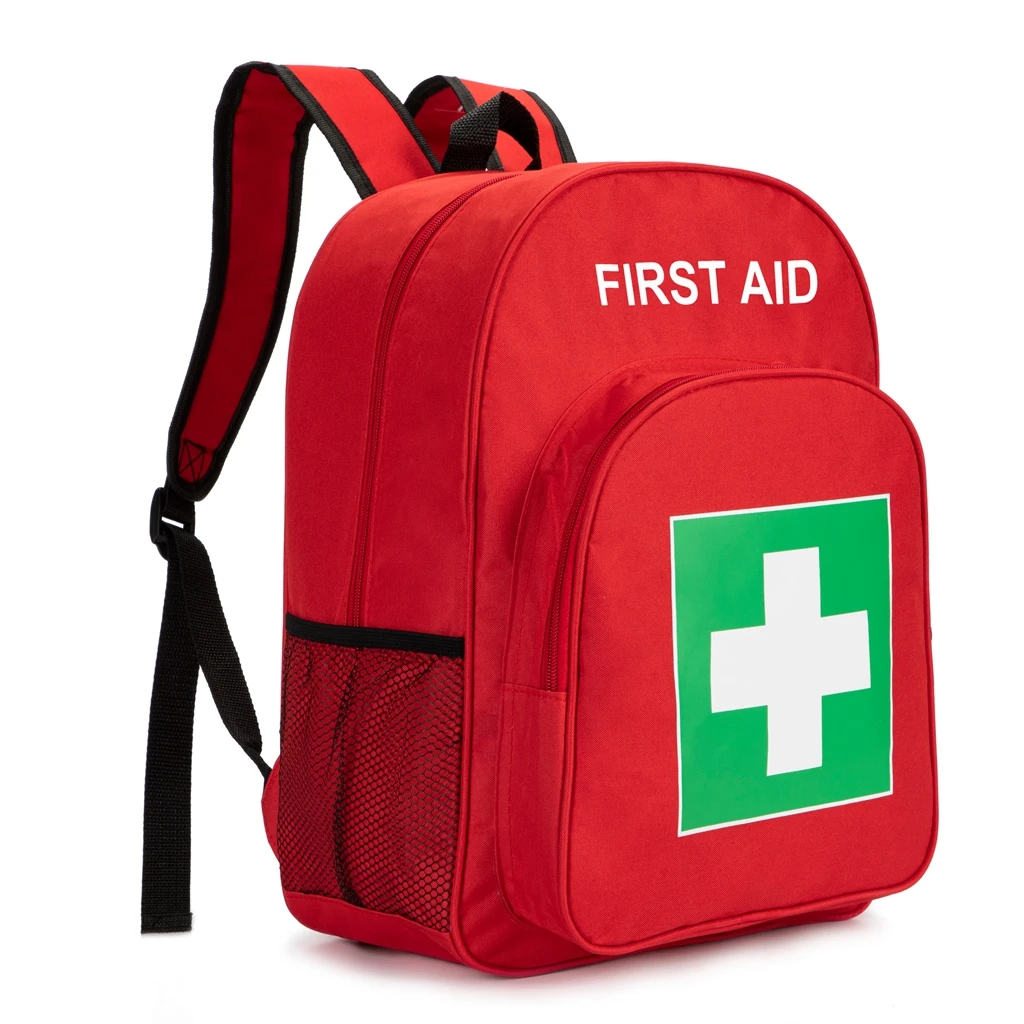 Red Emergency Bag First Aid Backpack Empty Medical Bag Treatment First Responder Trauma Bag for Preschool Child Care Center