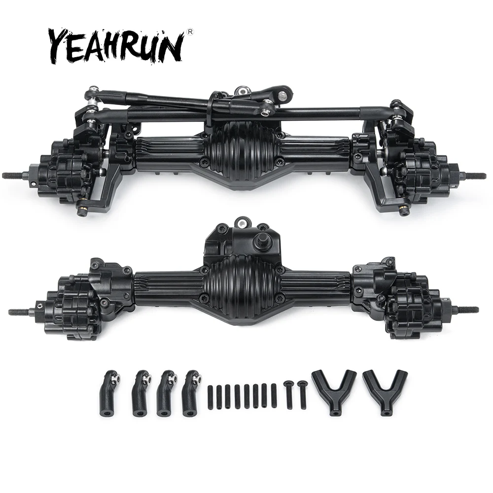 YEAHRUN Black Metal Front Rear Portal Axle for Axial SCX10 90028 1/10 RC Rock Crawler Car Model Toy Upgrade Parts