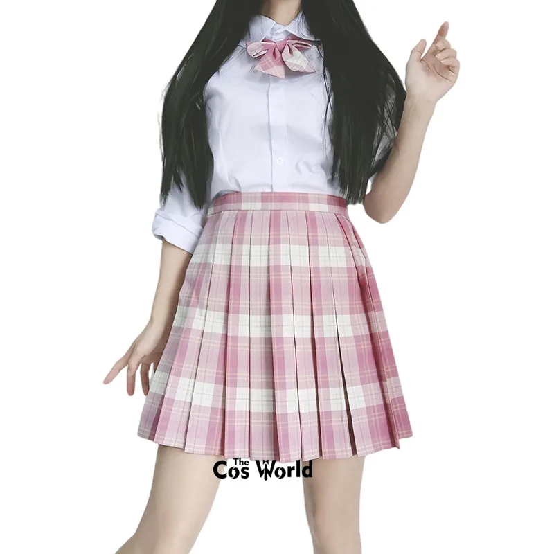 [Raspberry Tea] Girl's Japanese Summer High Waist Pleated Plaid Skirts Women Dress For JK School Uniform Students Cloths