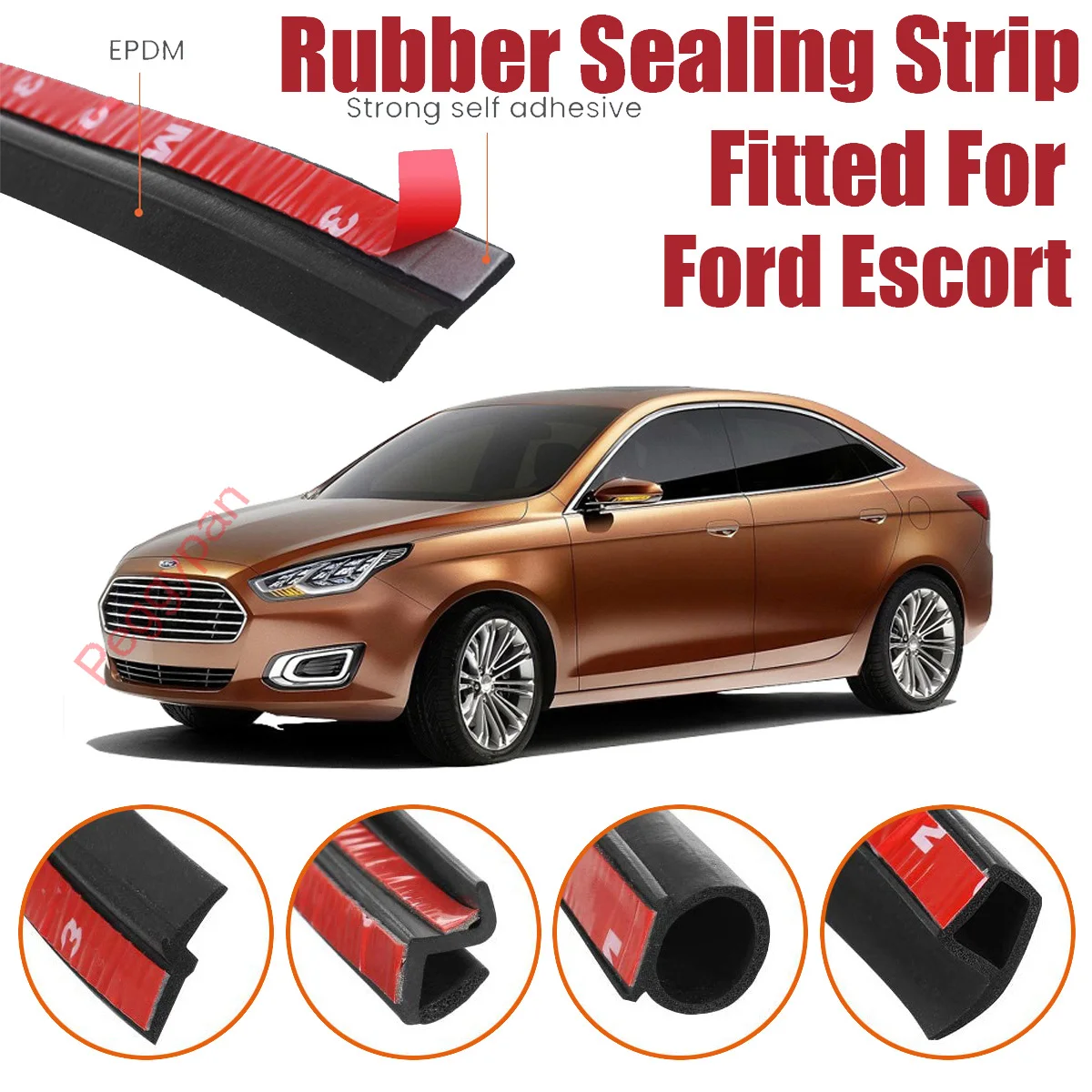 Door Seal Strip Kit Self Adhesive Window Engine Cover Soundproof Rubber Weather Draft Wind Noise Reduction Fit For Ford Escort