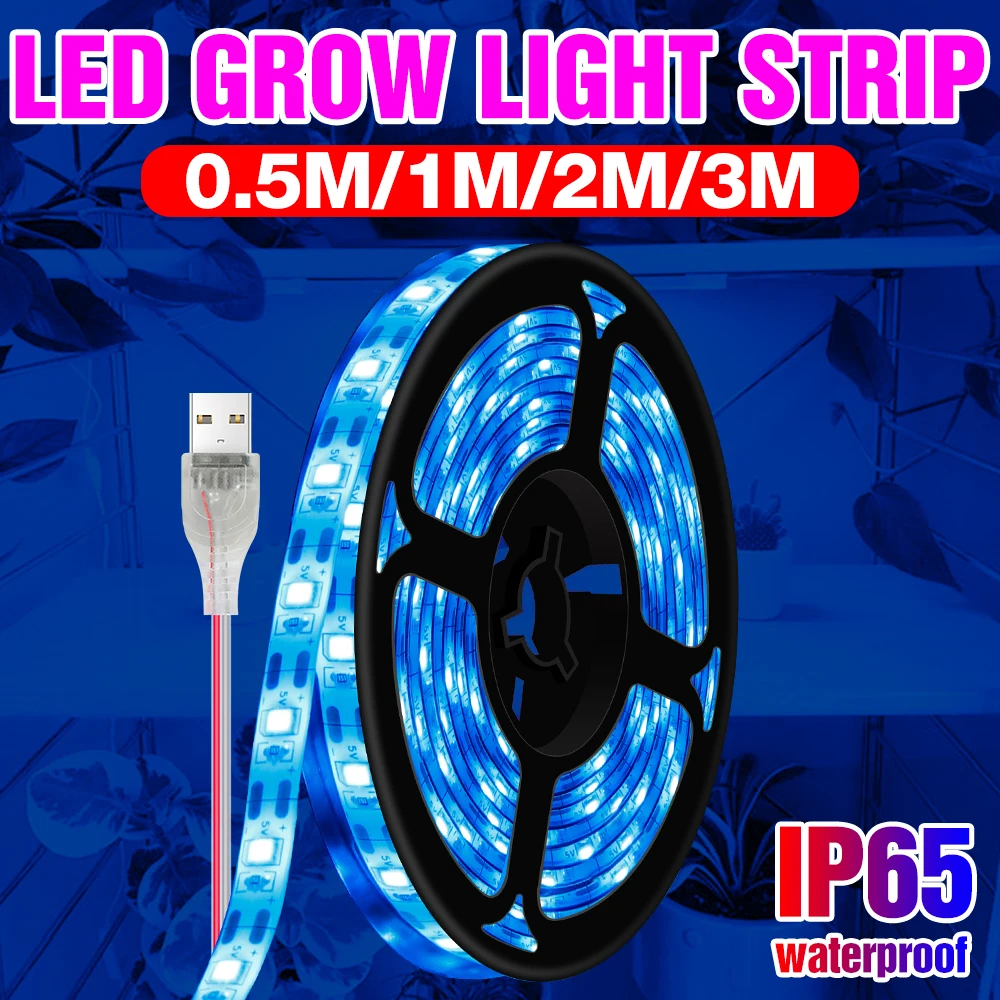 Plant Light LED Full Spectrum LED Strip USB Grow Light Tape Waterproof Hydroponics Flower Growing Lamp 0.5m 1m 2m 3m Phyto Lamp