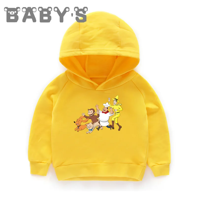 Children Hooded Hoodies Kids Curious George Monkey Cartoon Sweatshirts Baby Pullover Tops Girls Boys Funny Cute Clothes,KMT5266