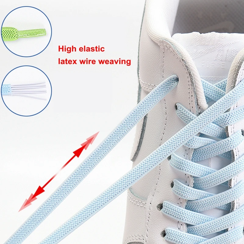 1Pair Flat Elastic Shoelaces No tie Shoelaces Kids Adult Sneakers Shoelace Quick Lazy Shoe Laces 24 Color Buckle Strings