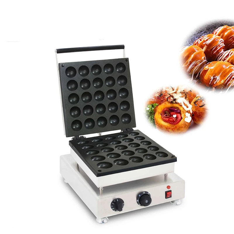 Commercial Electric Takoyaki Maker 25 holes Octopus Pill Waffle Maker Bomb Burning Waffle Maker Machine 110V 220V