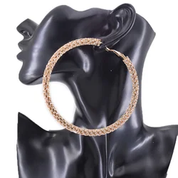 Trendy 9CM all rhinestone crystal Large Hoop Earrings Big Circle Earring Loop for Women Jewelry