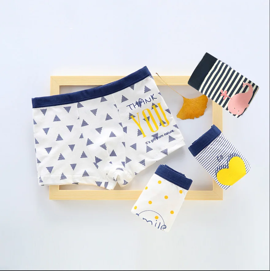 4PCS/LOT Kids Boys Underwear Cartoon Children's Shorts Panties for Baby Boy Toddler Boxers Stripes Teenagers Cotton Underpants