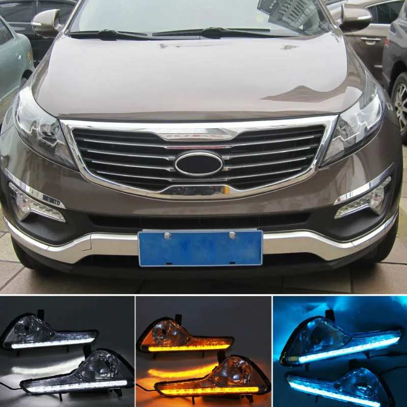 2 Pcs LED Daytime Running Light Driving Light DRL Fog Lamp Cover Car-styling For KIA Sportage DRL 2010 2011 2012 2013 2014