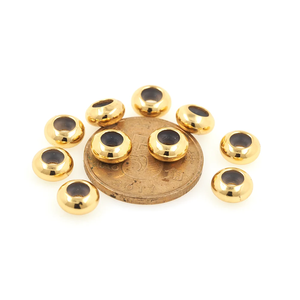 5PCS Small Hole Size Spacer Bead Brass Gold Rubber Ring Beads for DIY Jewelry Making Supplies