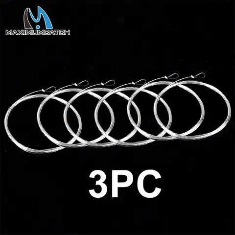 Maximumcacth 3pc Fluorocarbon 테이퍼 리더 플라이 라인 9FT 0X-7X 루프 나일론 플라이 낚시 라인이있는 클리어 리더 라인
