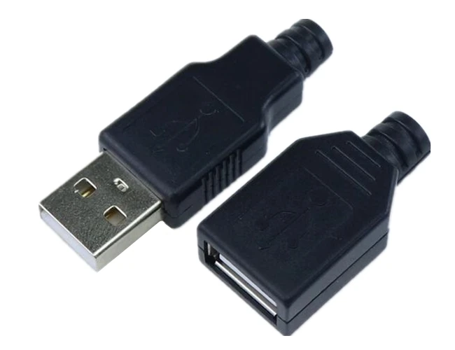 10pcs USB 2.0 Type A Male Female USB 4 Pin Plug Socket Connector With Black Plastic Cover Type-A DIY Kits image 2