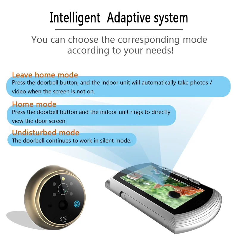 4.3" Smart home Digital visual intercom Doorbell Door peephole Camera Doorbell Video Recorder Night Vision PIR Motion No Disturb