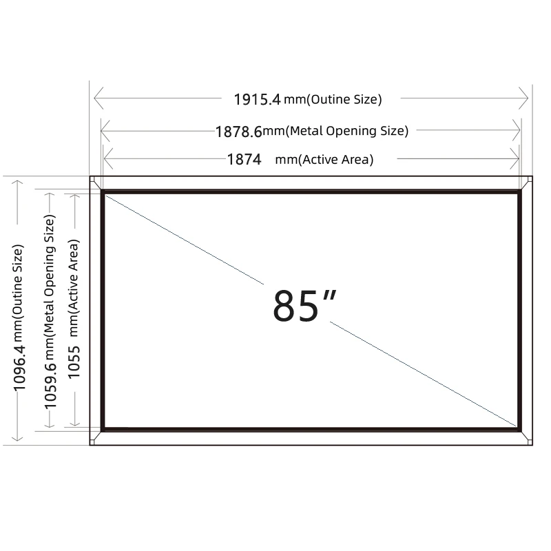 Imagem -02 - Haitouchs 85 Polegada ir Painel da Tela de Toque sem Vidro Infravermelho Multi Kit Sobreposição Painel Toque 85 Real 20 Pontos ir Quadro Toque