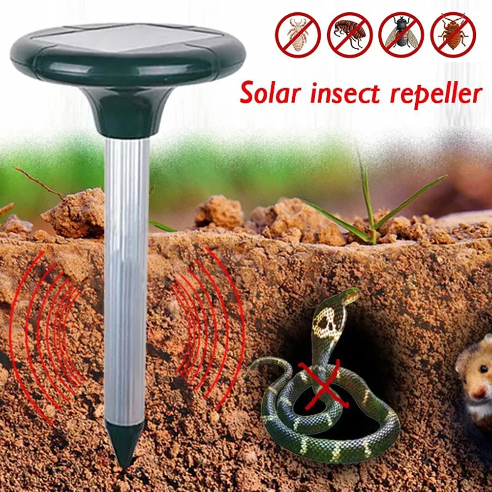 Solar Ultrasonic Animal Repeller Outdoor Farm Garden Anti Mice Mouse Rodent Rat Snake Mosquito Pest Repellers