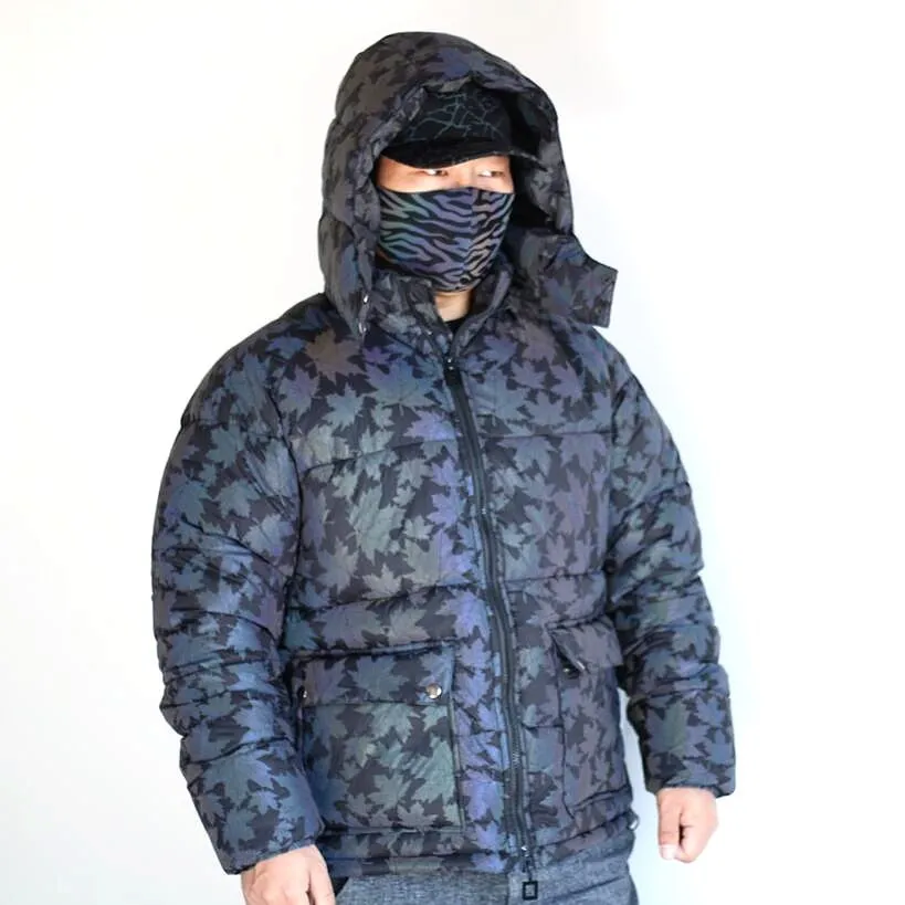 Parka à capuche coulée arc-en-ciel pour hommes, veste en coton, vêtements Shoous, streetwear, boîte de nuit, hip hop, danse, manteau cargo, hiver