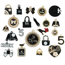 10pcs/set Black Charms Lipstick Perfume Lip Dress Enamel Package Shoes For Women DIY 23 styles optional Earring Jewelry Finding