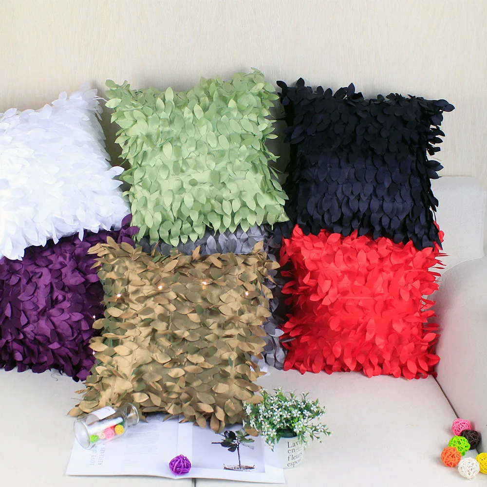 Cute Embroidery Sofa Cushion Cover 3D Leaves Handmade Pillowcase Wedding Party Home Decorative Throw Pillow Case Room Decoration