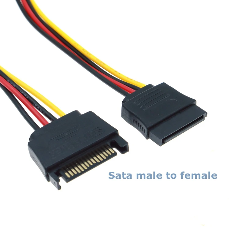 11.8 Inch 15 Pin SATA Power Extension Cable - SATA Power Male to Female Extender - Hard Drive Power Cable, SSD Power Cable