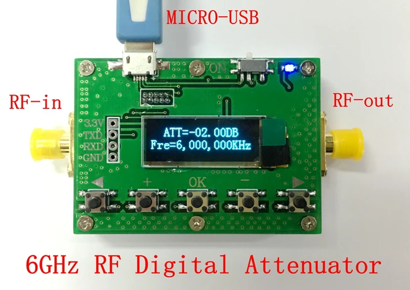 

6G цифровой программируемый аттенюатор 30dB шаг 0,25db OLED дисплей CNC Shell RF модуль