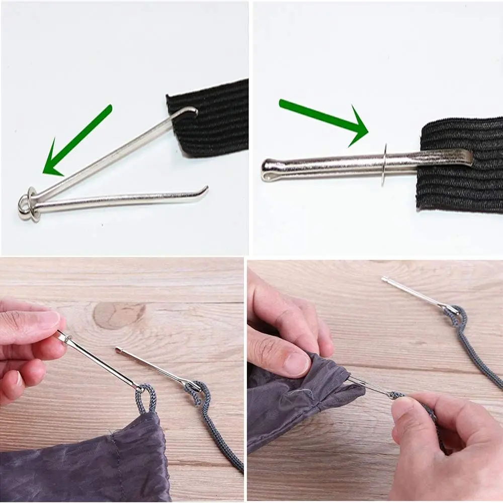 2 stücke Elastische Schnur Seil Einfädler Clips Kordelzug Einfädler Metall Elastische Seil Weben Werkzeuge DIY Stoff Handwerk Nähen Zubehör