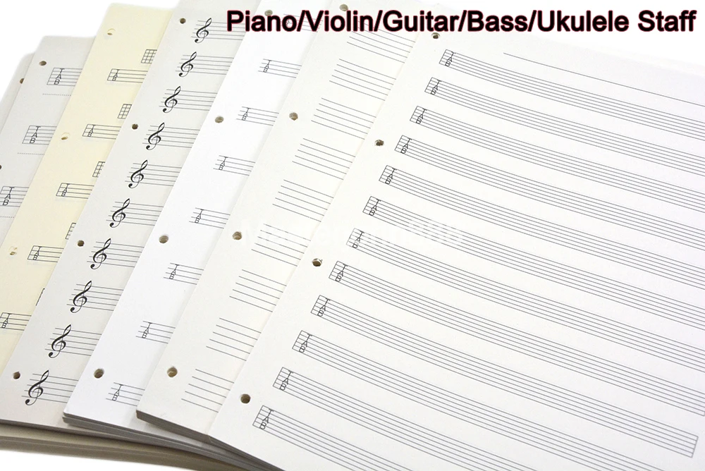 Music Piano Staff Note Violin Sheet Guitar/Bass/Ukulele Staff A4 File Binder Archives Holder Folder For Student Music Staff