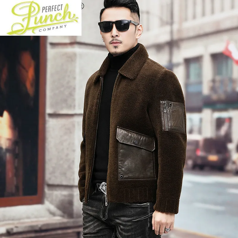 

Fur Real Coat Men Autumn Winter Male Jacket Korean Sheep Shearing 100% Wool Fur Leather Jacket Men 12-3807 KJ6170