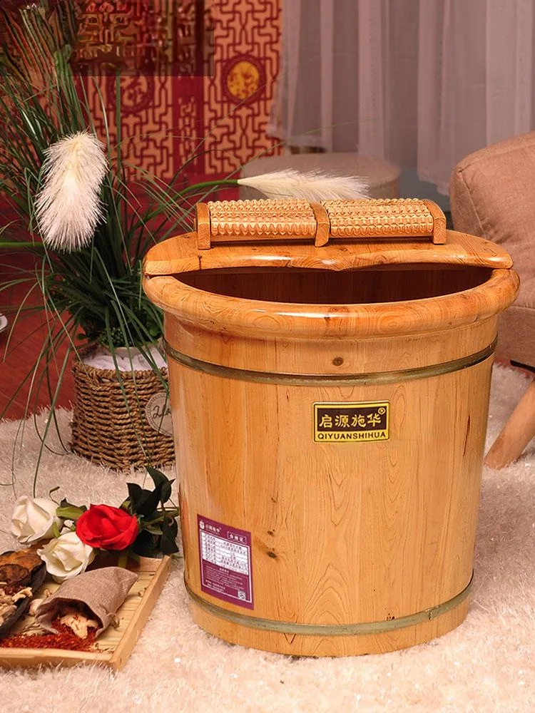 Cypress foot bath barrel home solid wood foot bath barrel over small feet wooden footbath tub height 40cm trumpet female