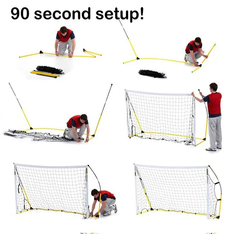 แบบพกพาพับเป้าหมายฟุตบอลกลางแจ้งผู้ใหญ่เด็กฟุตบอลกีฬาการออกกําลังกายสุทธิฟุตบอลมืออาชีพอุปกรณ์การฝึกอบรมอุปกรณ์เสริม