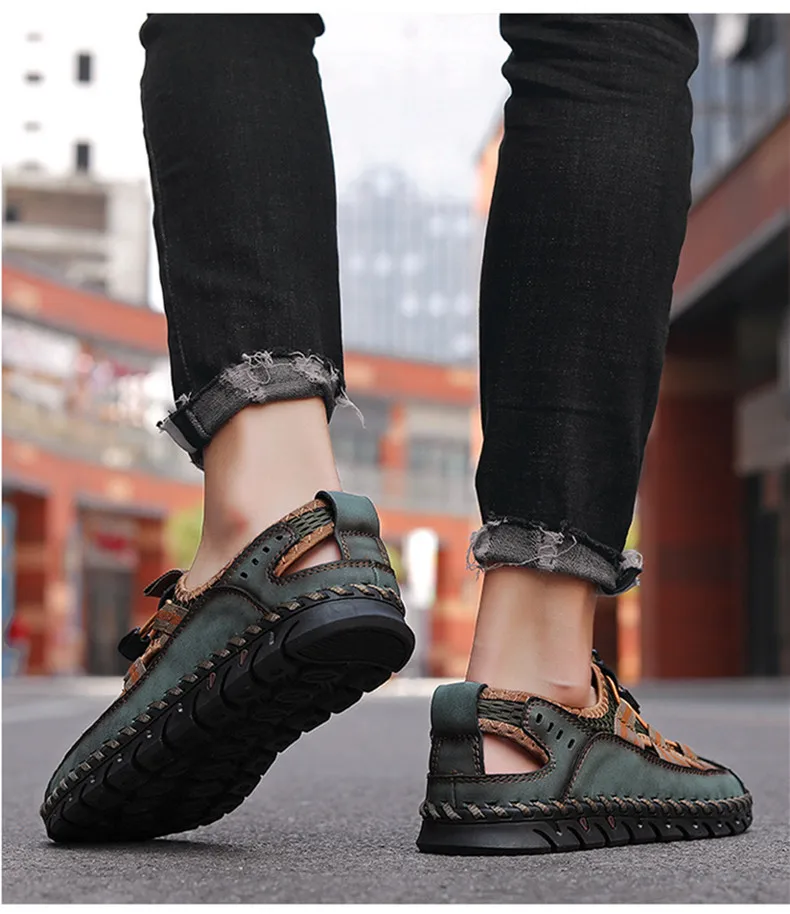Heißer Verkauf Sommer männer Sandalen Im Freien Nicht-slip männer Strand Sandalen Handarbeit Aus Echtem Leder männer Schuhe mode Männer Turnschuhe – Detail 26