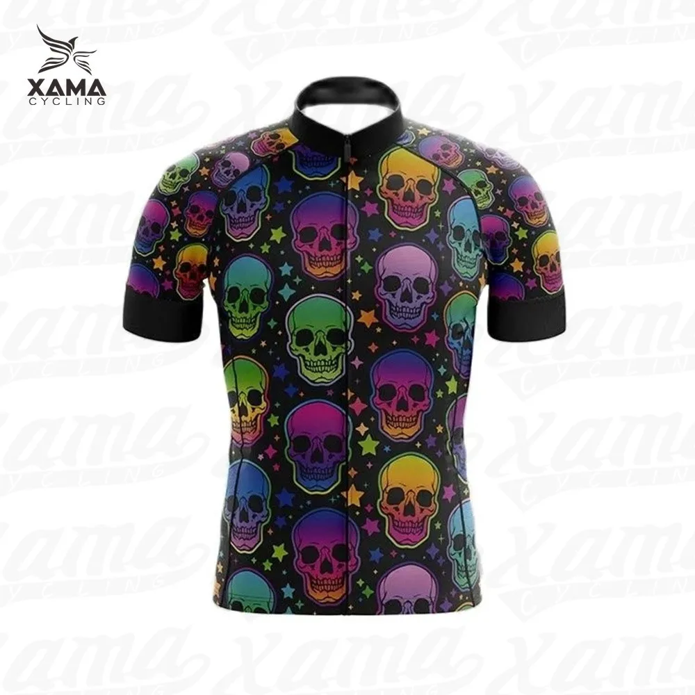 Xama Cycling Spooky Halloween Collection Short Sleeve Jerseys Christmas Element Costume Pro Cycle Unforme Quick Dry Bike Shirts