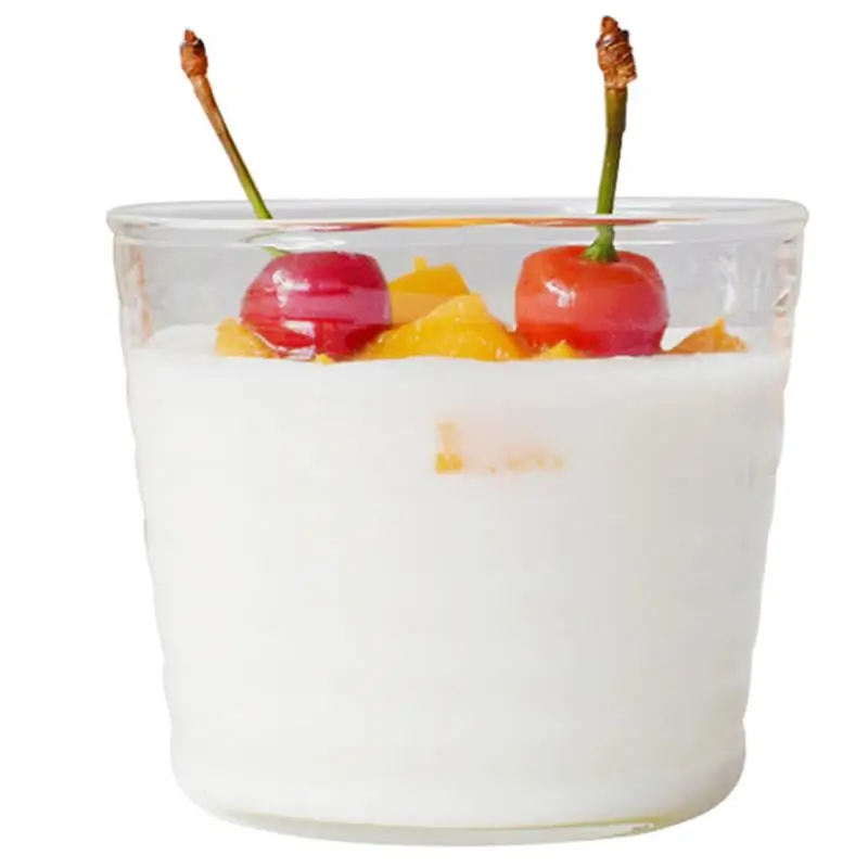 1pc Transparent Glass Bowl Household Multi-Use Small Cereal Bowl Salad Bowl Pudding Cup With Lid Tableware Container