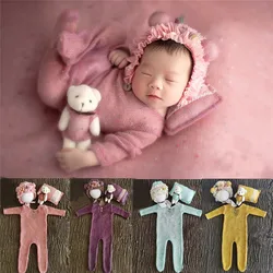 Atuendo de estudio fotográfico para niña bebé, accesorios, ropa, monos de tiro con sombrero y mameluco para recién nacido de 0 a 1 mes para fotografía