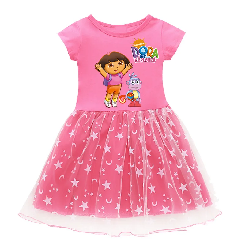 2021 New Summer Girls Dora Dress Birthday Party Princess Dress Halloween Christmas Costume Children Toddler Children days Dress