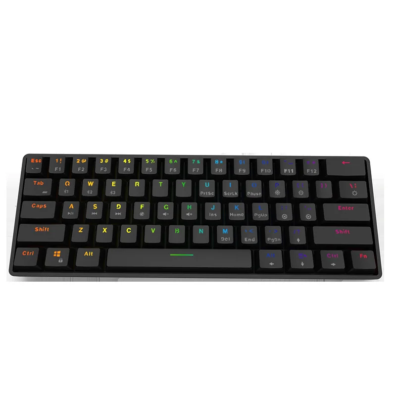 Mechanical Keyboard Bluetooth Keyboard Usb Wired Dual Mode with RGB Backlit 61 Keys Full Key Conflict Free for Laptop Tablet