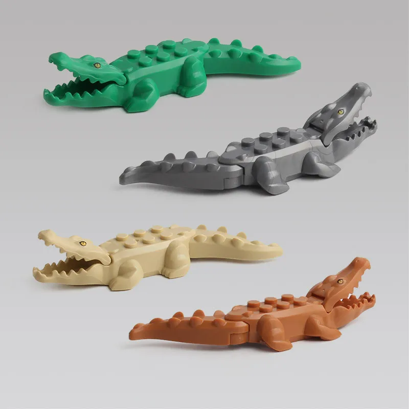 12pcs/set DIY Mini Ocean Animal Model Building Block Toys Crocodile Shark Assembled Compatible Blocks Educational Toy For Kids