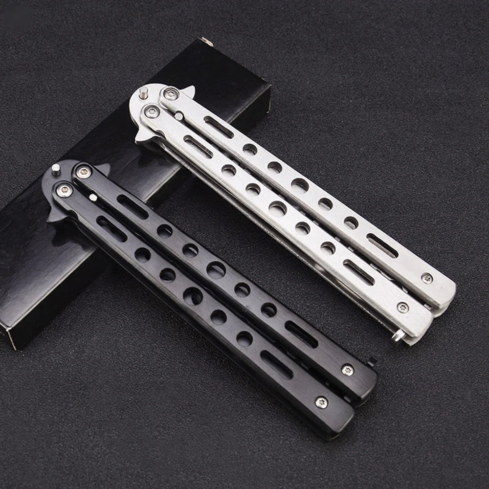 1 Đồng Hồ Thép Không Gỉ Dao Bướm Balisong Tập Lược Huấn Luyện Đào Tạo Mờ Dụng Cụ