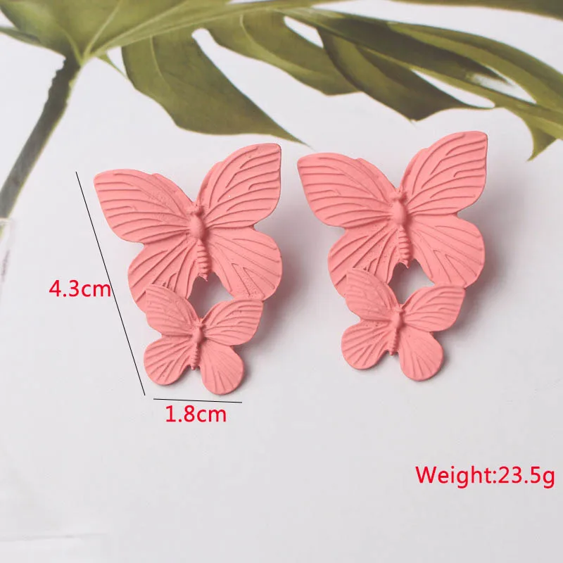 Rosa Farbe Baumeln Ohrringe für Frauen Koreanische Mode Blume Lange Hängende Ohrringe Schmetterling Herz Anhänger Twist Drop Ohrringe – Detail 4