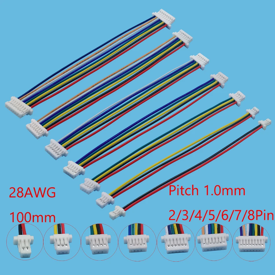 5/10szt JST SH1.0 1.0mm żeńskie do żeńskiego złącza kablowego z podwójną głowicą JST 1.0 2/3/4/5/6/7/8 Złącze pinowe 28AWG 10CM