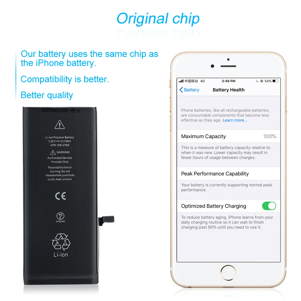 Camason Lithium Battery For iPhone 5 SE 6 6s 5s 7 8 Plus X XR XS Max 11 12 Pro High Capacity Replacement Batteries for iphone6