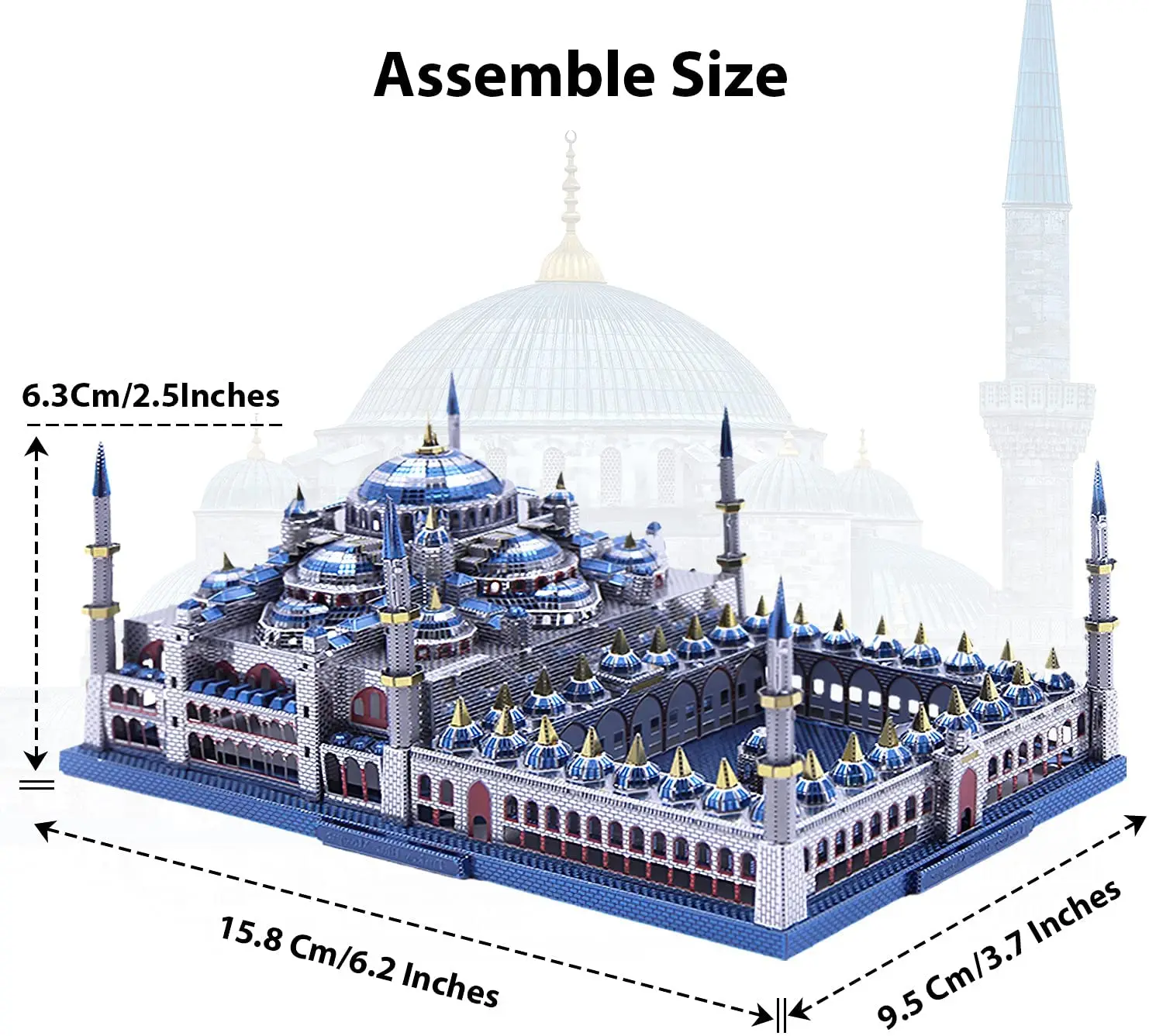 Microworld 3D 금속 나노 퍼즐 게임, 터키 블루 모스크 모델 키트, DIY 레이저 절단 직소 장난감, 십대 성인용 크리스마스 선물