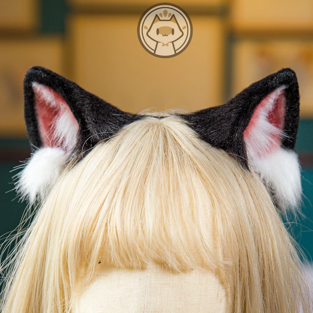 

MMGG New Black Cat Neko Ears Earring Hairhoop For Anime Lolita Headwear Cosplay Costume Accessories Original Handmade Work