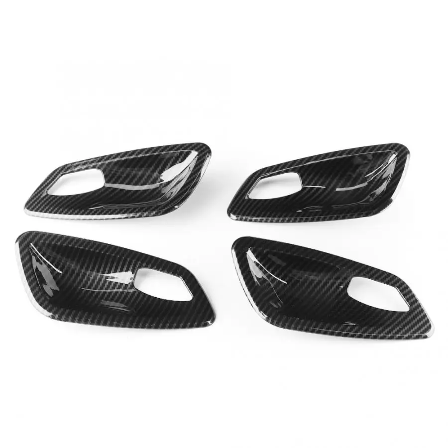 Interior Door Handle Bowl Trim Cover Fit for BMW E90 3 Series 2005 2006 2007 2008 2009 2010 2012 4Pcs Carbon Fiber Texture