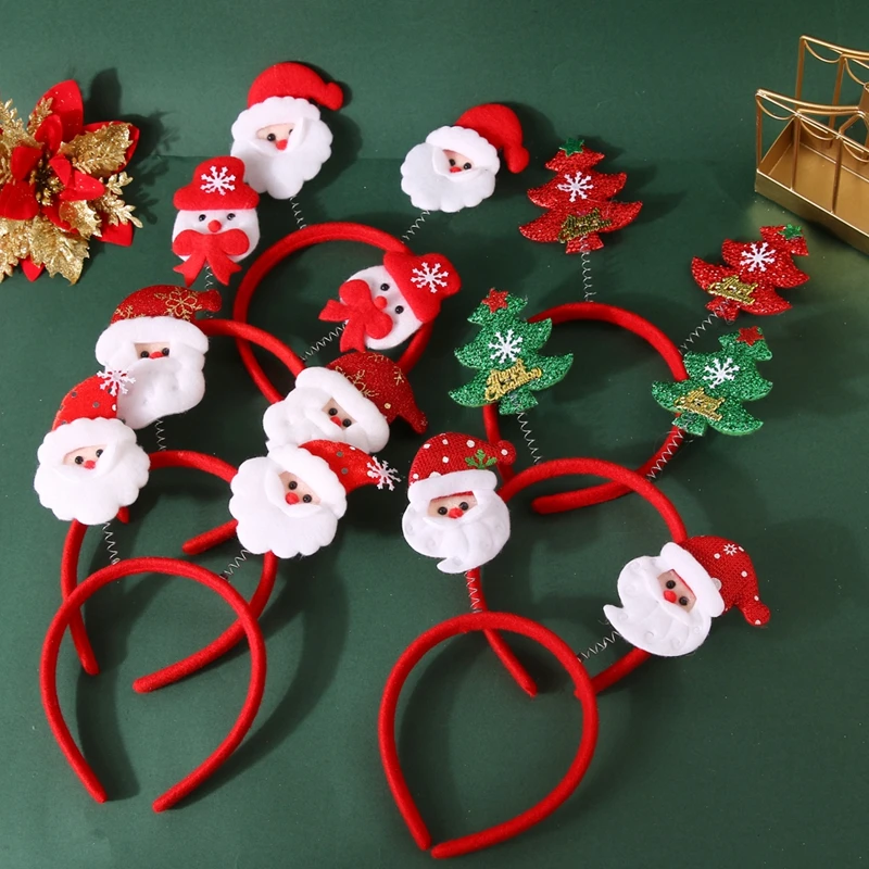 Christmas Headband Spring Antlers Cute Xmas Decorations Noel Headband Clasp Headwear Happy New Year Accessories For Kids Adult