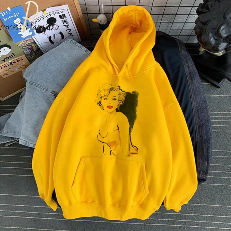 2021 Sexy Fashion Marilyn Monroe Graphics Print Hoodie Women 4 Color Casual Hoodie Sudaderas Hoodies Harajuku Sweatshirts Hooded