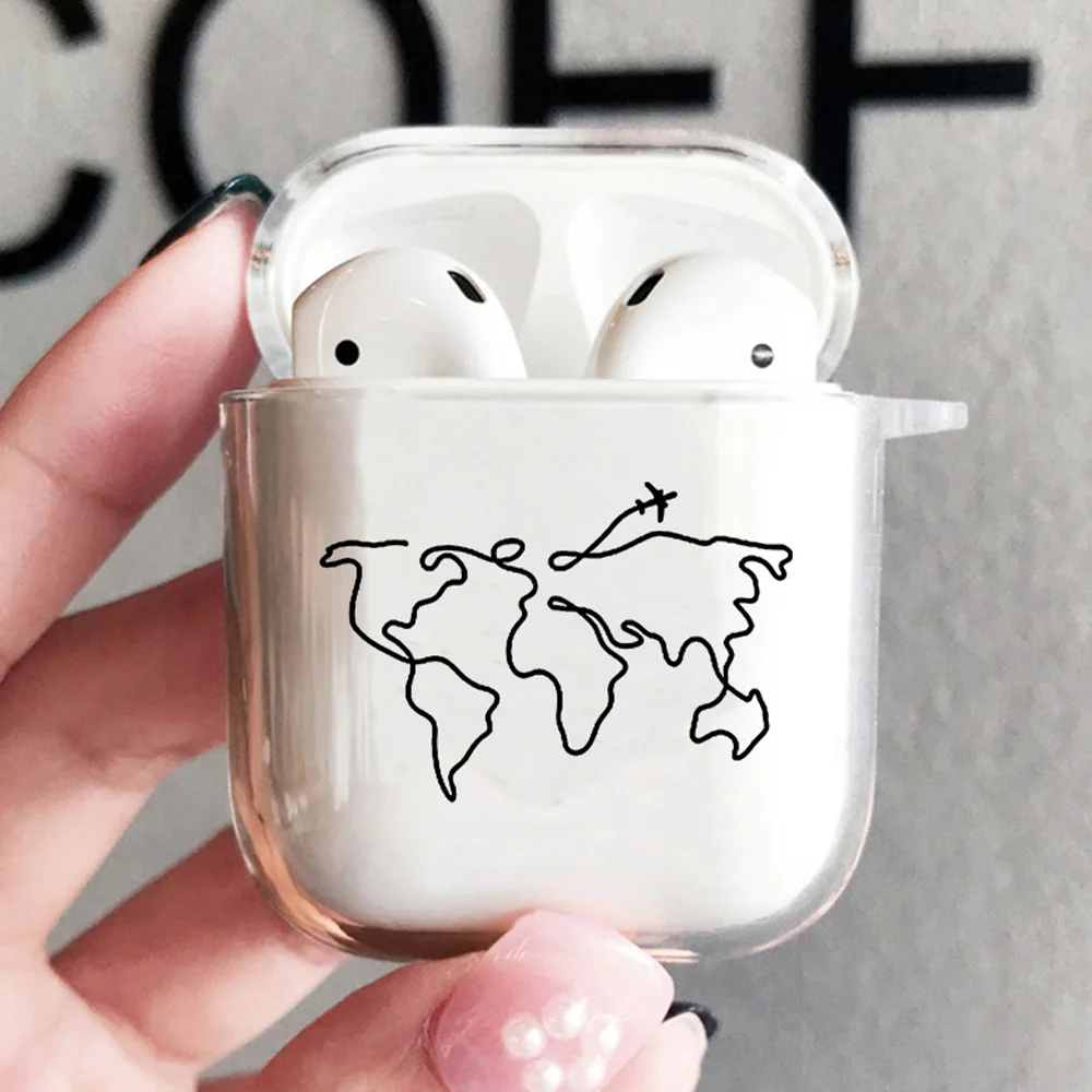 World Map Accessories Case For Apple Airpods 1 2 3 Bluetooth Earphone Travel Transparent Soft TPU Cases Bag Cover For Pods Pro