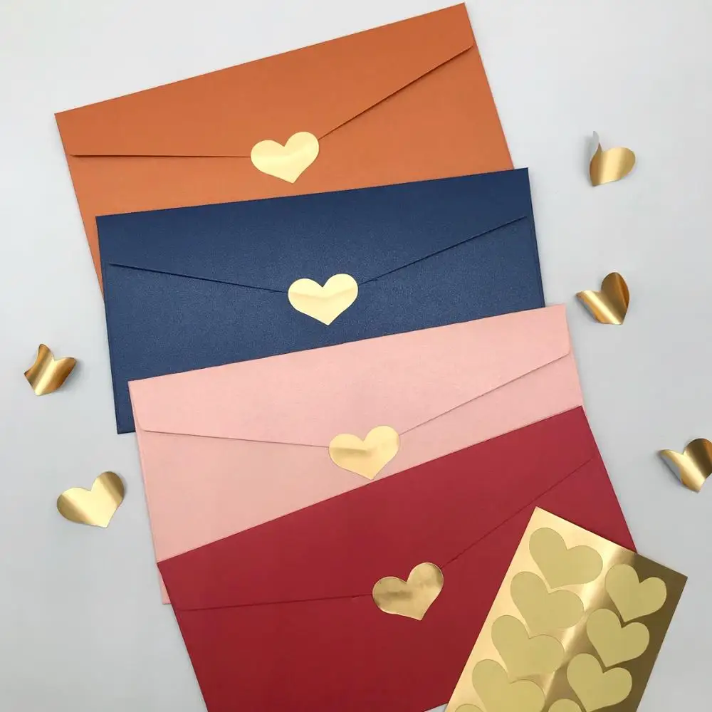 240Pcs Golden Heart Shaped Sticker Label Adhesive Stickers Gift Box Packaging Sticker Kids Stationery Envelope Stickers