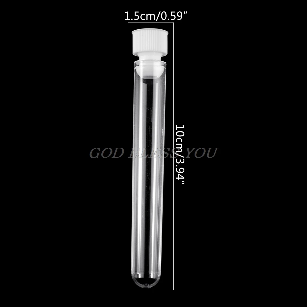 50Pcs/Set Plastic Test Tubes Transparent Test Tube 15x100mm Clear Plastic Vials Lab Test Tubes with  Stoppers 12ml